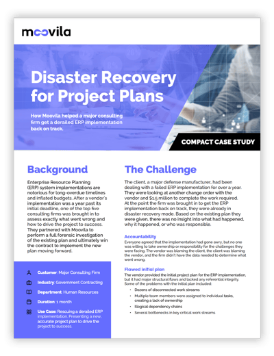 Case Study: Disaster Recovery for Project Plans